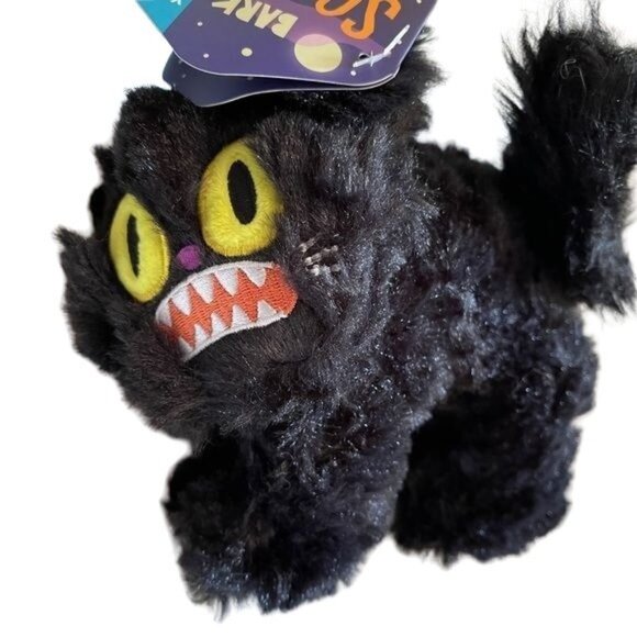 Bark Halloween Dog Toy Scaredy Cat Black Plush Squeaker Crinkle Small XS Dogs - Picture 1 of 8